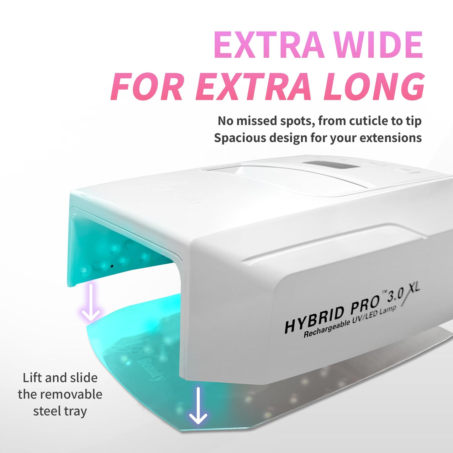 iGel Beauty Hybrid PRO 3.0 XL UV/LED Nail Lamp – Wireless Rechargeable 48W Nail Dryer, Extra Wide Full-Hand Curing, 9000mAh Battery, Smart Timer & Builder Gel Mode, Cordless Professional Lamp
