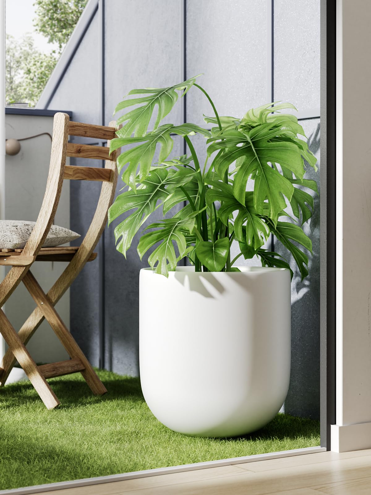 LE TAUCI 12 Inch Pots for Plants, Ceramic Large Planters for Indoor Plants, Indoor Plant Pots for Home Garden Patio Office, Planter Pots with Drainage Hole and Rubber Plug, White