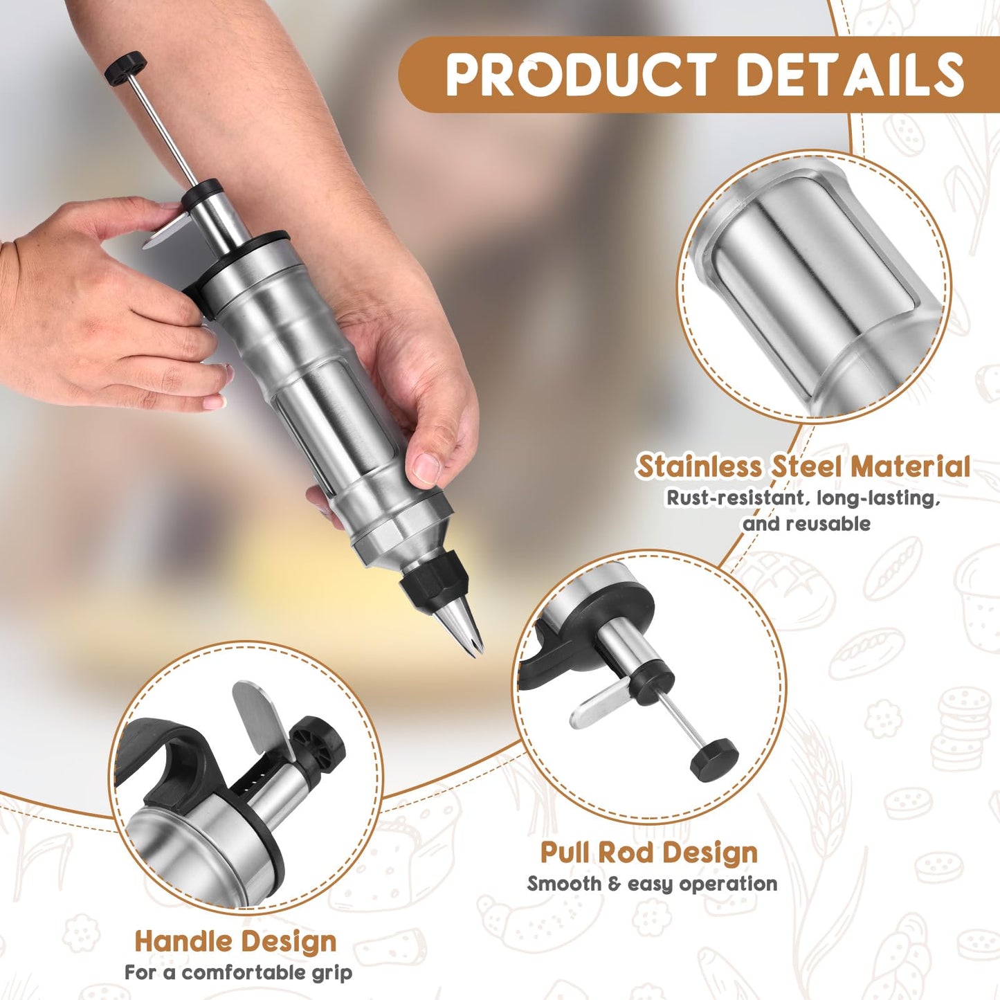 PATIKIL Dessert Decorating Set, Cake Decorating Kit with 6Pcs Stainless Steel Piping Tips 7 Pcs Silicone Cupcakes 1 Pcs Brush Frosting Piping Kit for Baking Pastry Decorating, Black