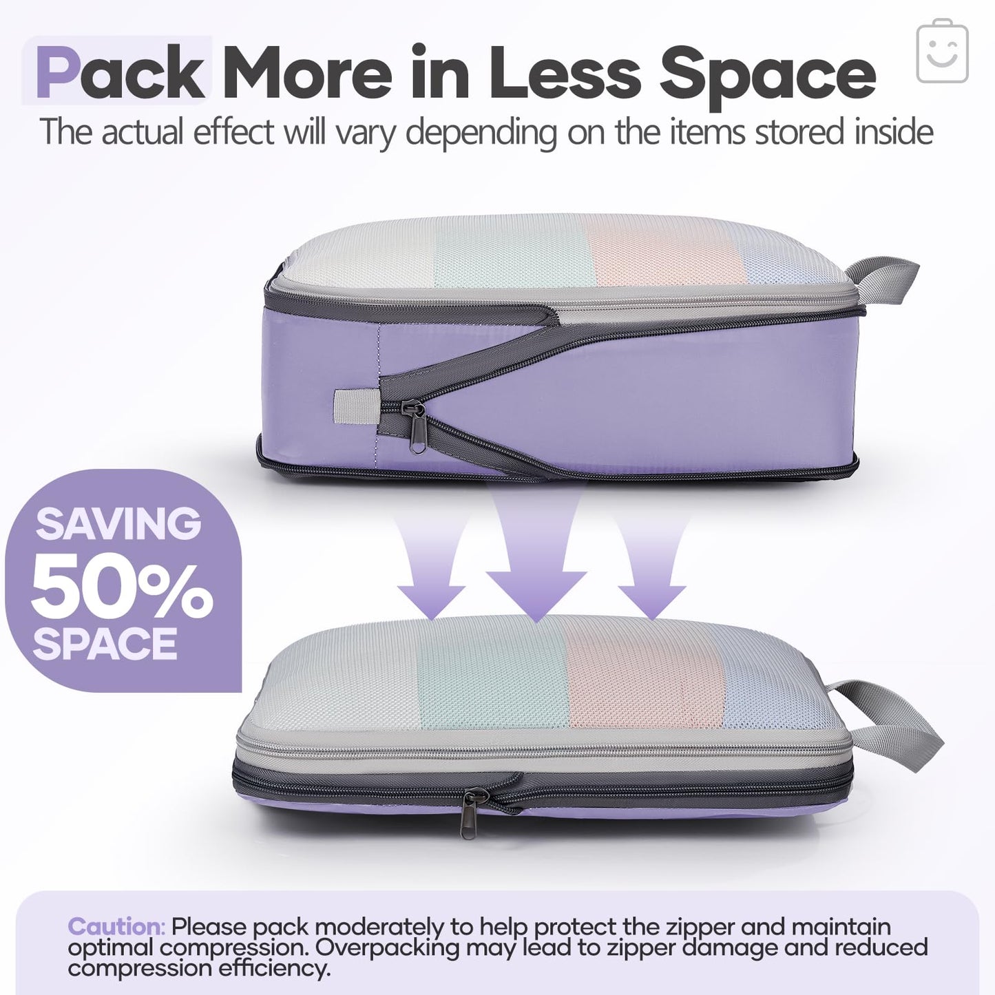 Veken 11 Set Compression Packing Cubes for Travel Essentials,Compressible Expandable Large Luggage Suitcase Organizer Bags for Clothing,Durable Space Saver Storage Bags with Toiletry Bags(Purple Gray)