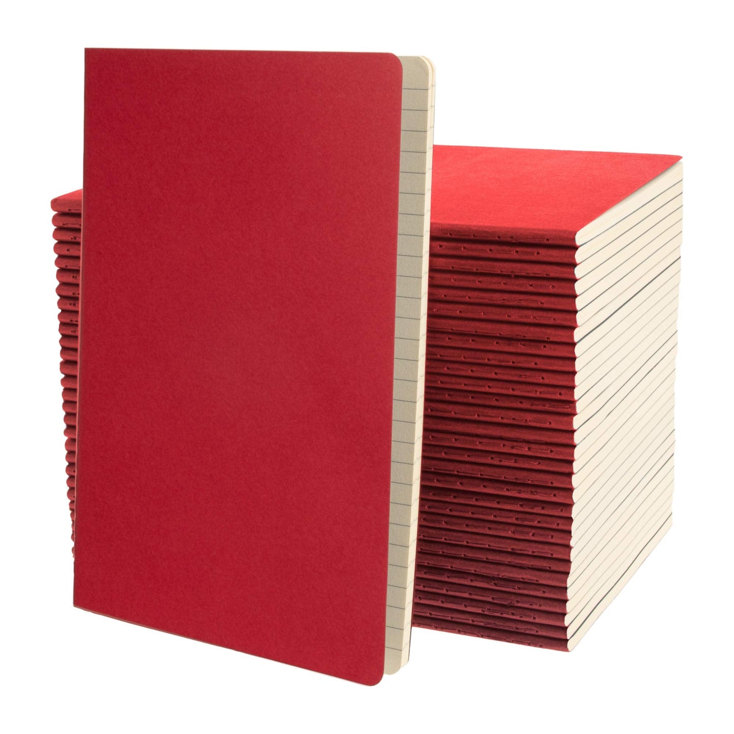 Simply Genius Journaling Notebooks - Rounded-Corner Softcover & Travel Notebook - College-Ruled Cream Pages & Writing Journal - Versatile Note-Taking & Study Journal - 30 Pack, A5, Red, 92 Pages