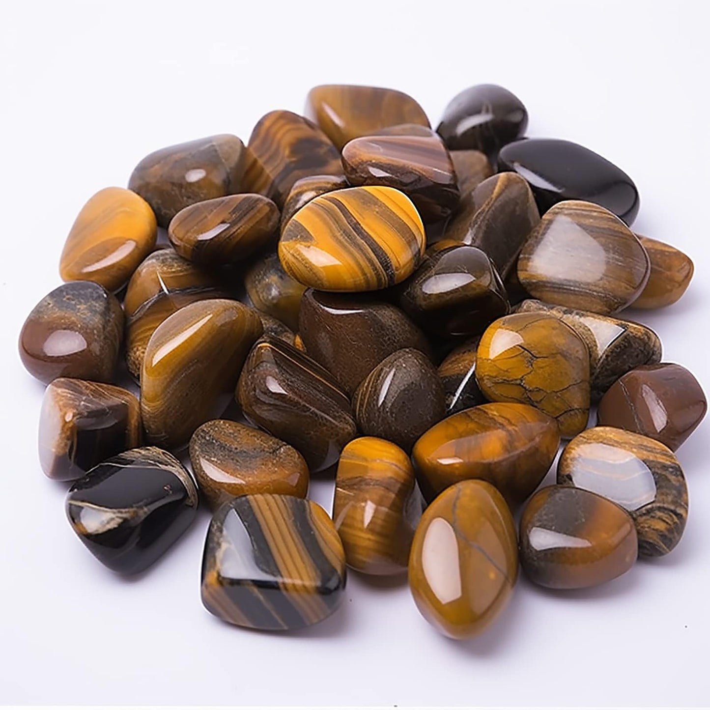 SigMntun Polished Tigers Eye Crystals - 72 Pcs, 0.5" 10 oz Handpicked Natural Tumbled Gemstones Rocks, Pebbles for Reiki, Chakra, Healing Home Decor