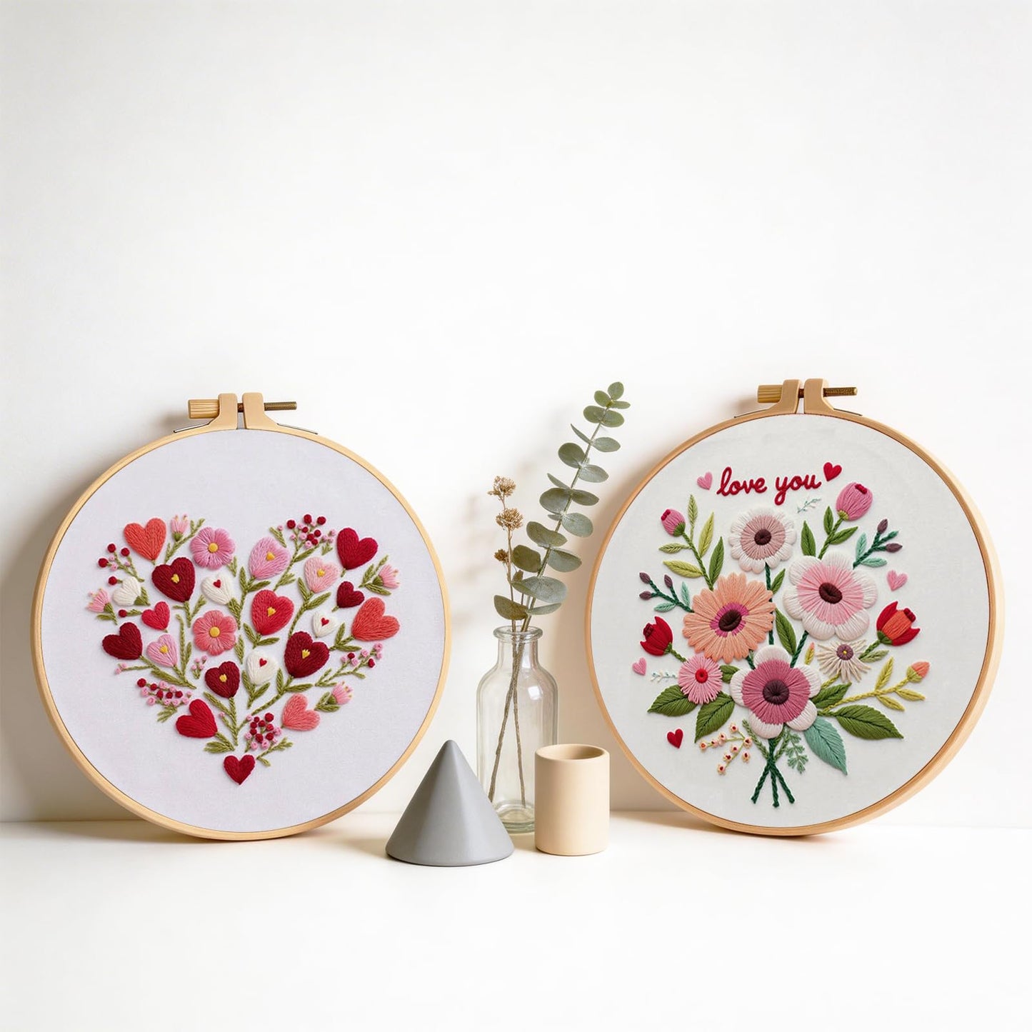 spicssa Embroidery Kit for Beginners Adults, Cross Stitch Kits with Pre-Stamped Patterns, 7.8-Inch Hoop, Threads & Needles, Step by Step Instructions, DIY Needlepoint Craft Women
