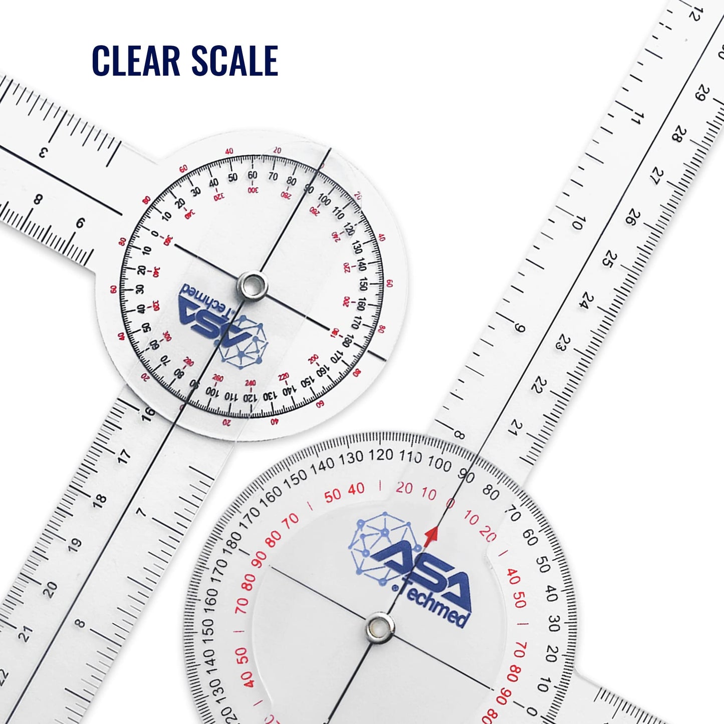 ASA TECHMED Goniometer Complete Set 6 Pieces + Body Measuring Tape - Physical Therapy, Occupational Therapy, Fitness, Medical Protractor Angle Ruler 12/8/6 Inches