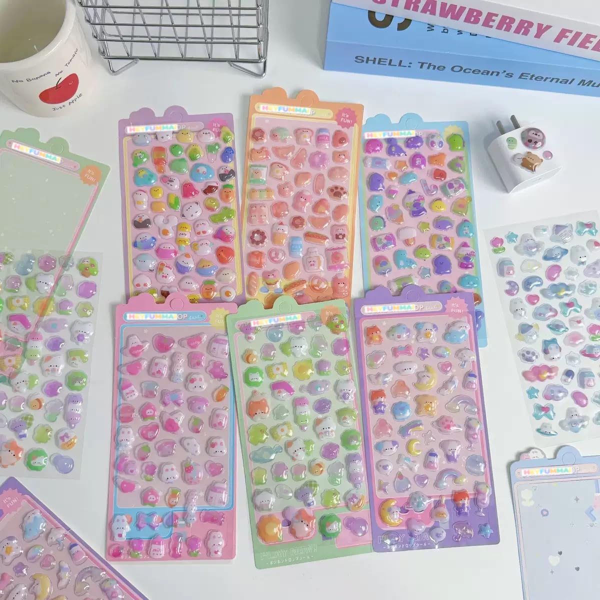 3D Cute Mini Puffy Stickers,10 Sheets 500+Kawaii Air Decorative Stickers HEYFUMMAI for Phone Case Or DIY Planners Notebooks Scrapbooks Handbooks Decoration ﻿