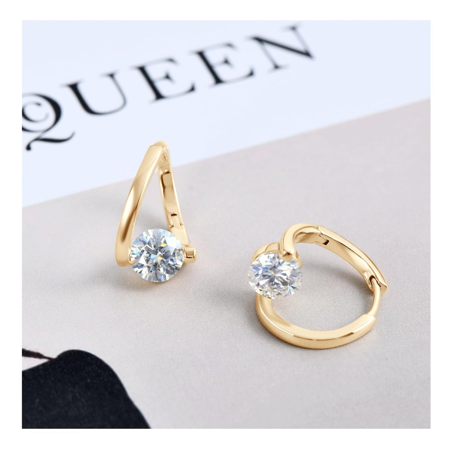 GLMOCM Lymphvity Germanium Hoop Earrings: Gold+Silver, Copper, Zircon, Lymphatic Drainage, 2PC