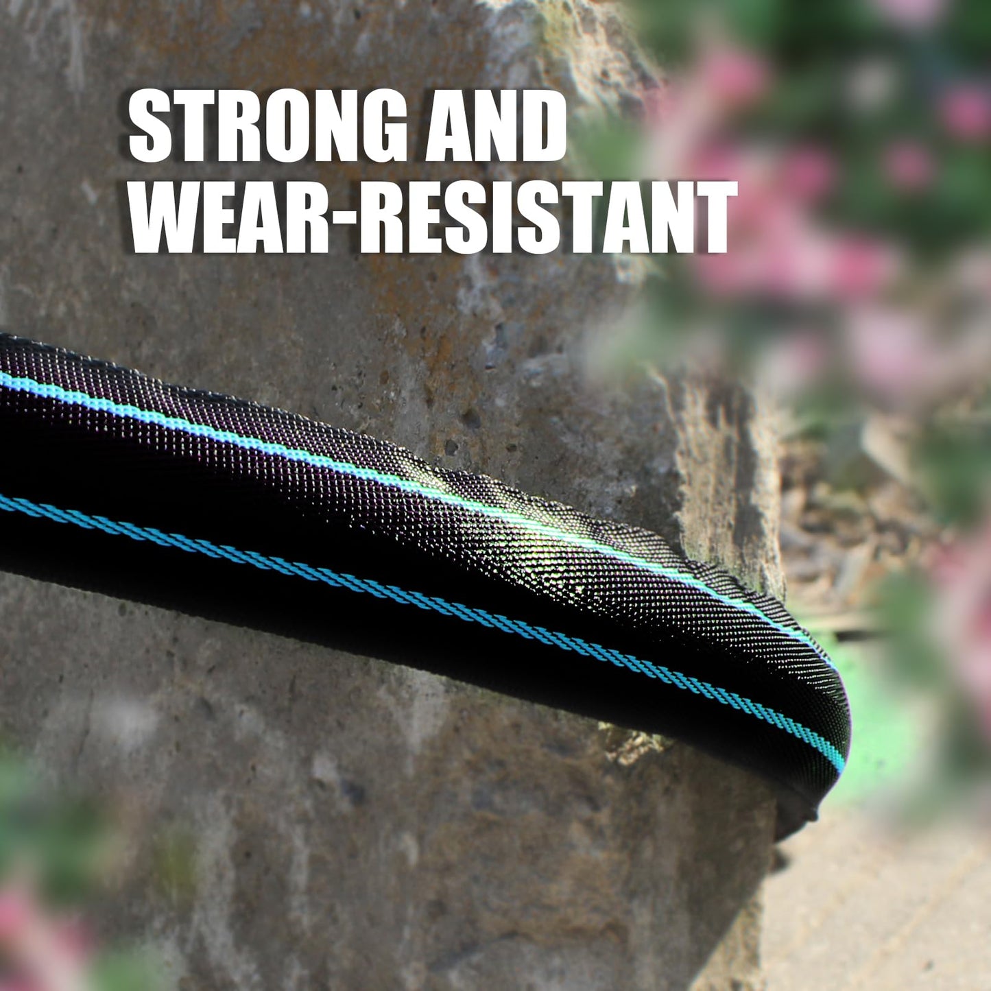 Non-Expanding Garden Hose 100ft – Flexible, Burst-Resistant, Anti-Kink, 10-Function Spray Nozzle, Lightweight & Durable for Outdoor Use(Blue or Green)