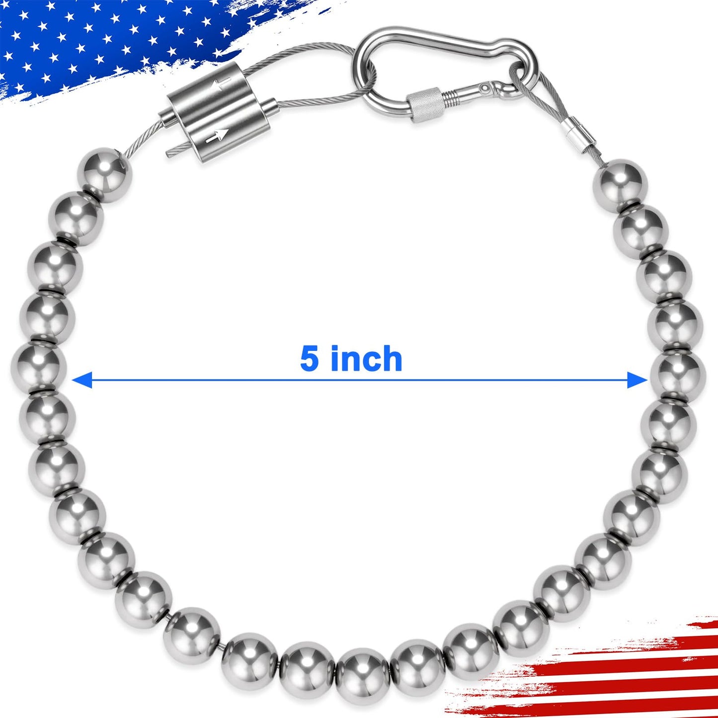 Lechansen Flag Pole Accessories Parts, Heavy-Duty Beaded Retainer Ring with Spinners, Flag Weights for Wind, Stainless Steel Flagpole Beads & Parts Kit - Secure Your Flag for Outdoor Display