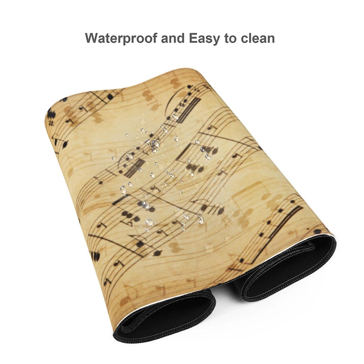 Famame Laptop Mouse Pad Retro Piano Music Score Desk Mat with Stitched Edges 31.5X 11.8 inch Non-Slip Large Keyboard Rubber Writing Table Mat for Office Home