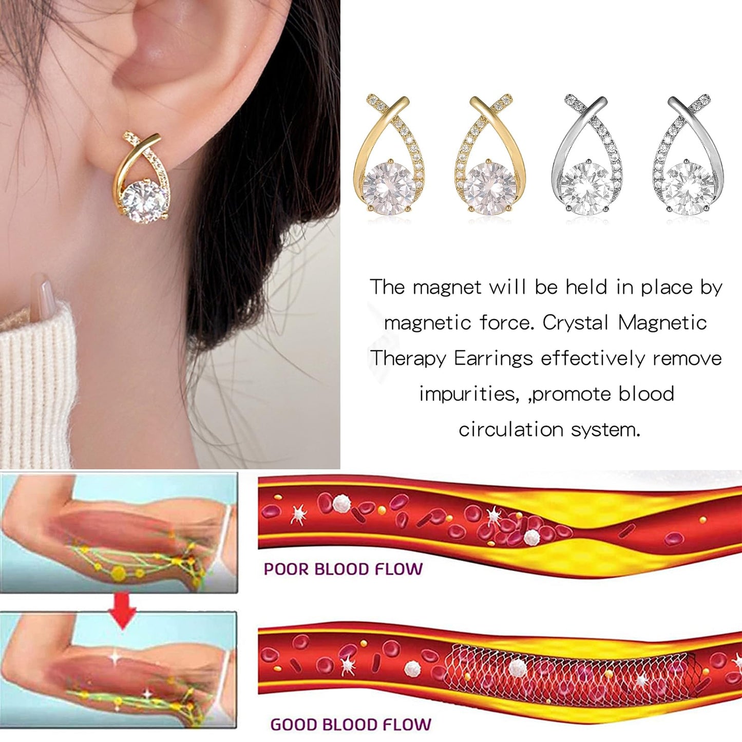Lymphvity Earrings for Women Magnetotherapy Germanium Acupressure Earrings Lymph Drainage Therapy Earring Jewelry Set