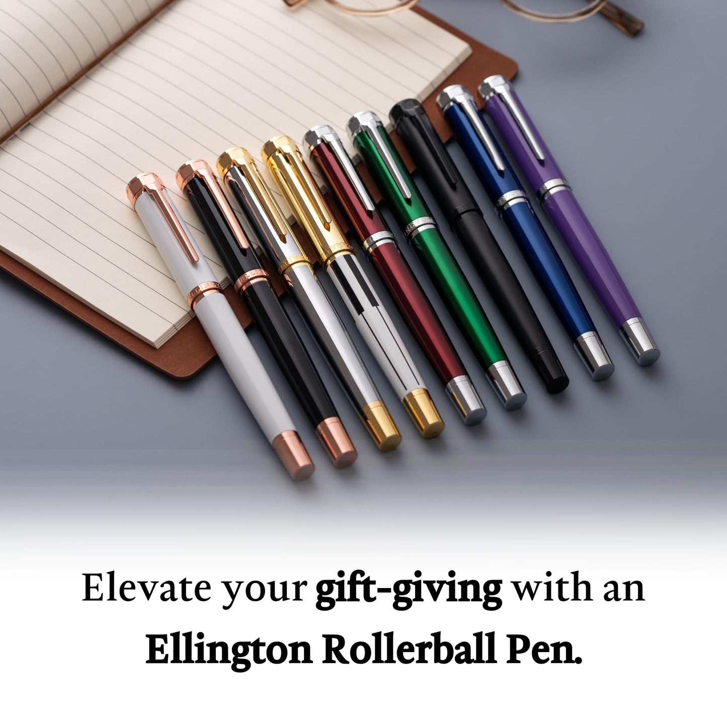 Ellington Pens Luxury Ballpoint Pen – Premium Quality, Smooth Writing Experience, Elegant Design, Includes 2 Ink Refills – Ideal for Professionals and Gift Giving (White Rose Gold)