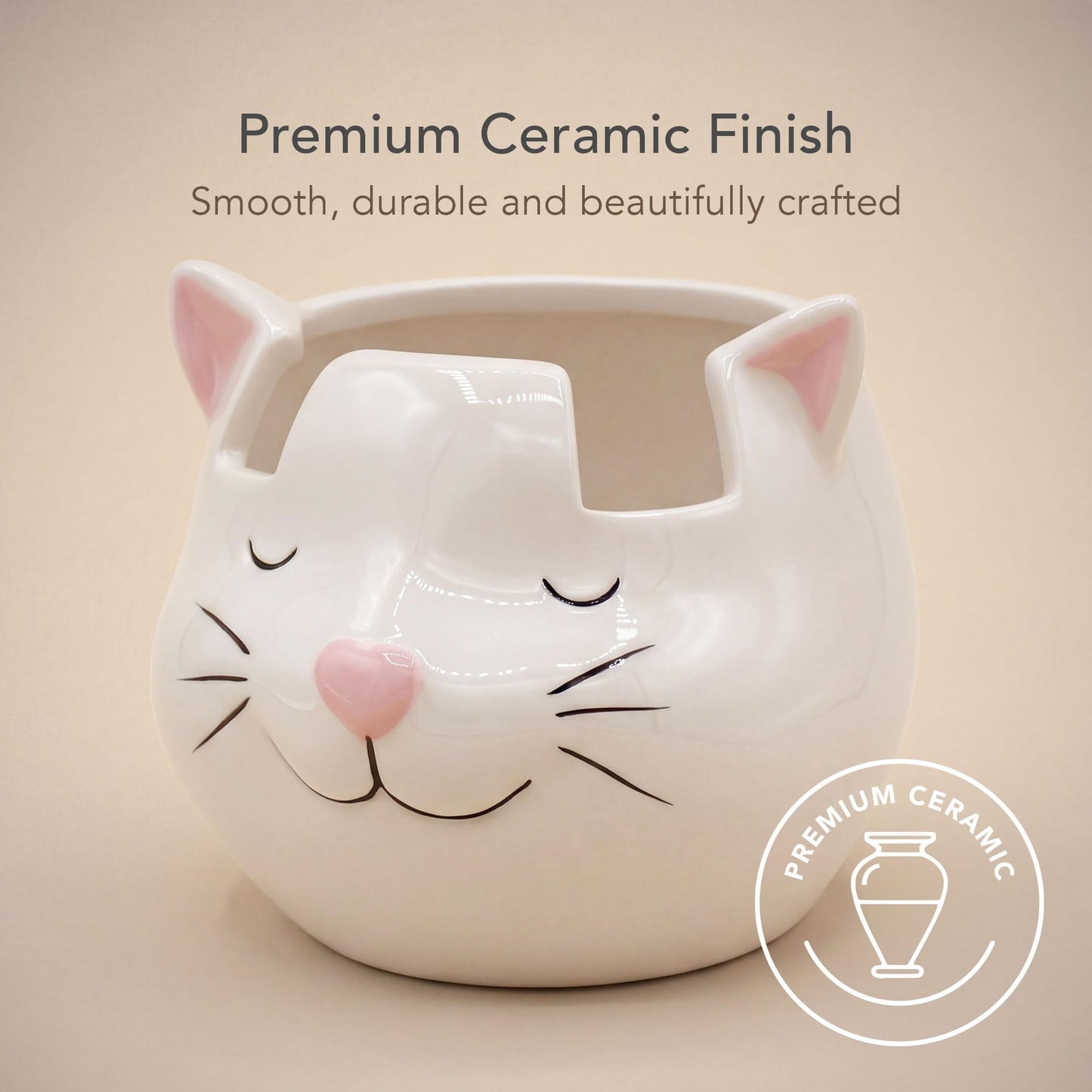 Luvberries White Cat Eyewear Holder, Multi-Purpose Accessories for Makeup and Stationery, Compact and Cute