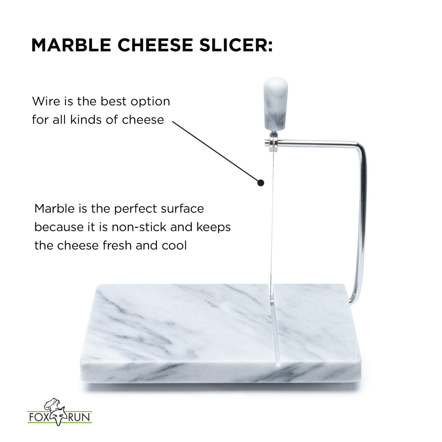 Fox Run Marble Cheese Slicer, White, 1 Replacement Wire, 3841COM