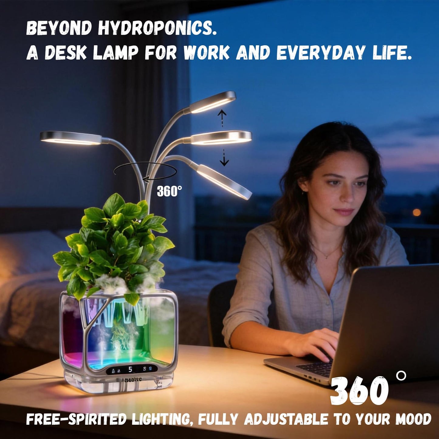 Misting Hydroponic Growing System Kit, Smart Aeroponics Indoor Herb Gardening Planter Root View,Air Humidifier&Auto Light-3 Mist Modes,Temperature Control for Growing Vegetables/Flowers/Pods/Fruits