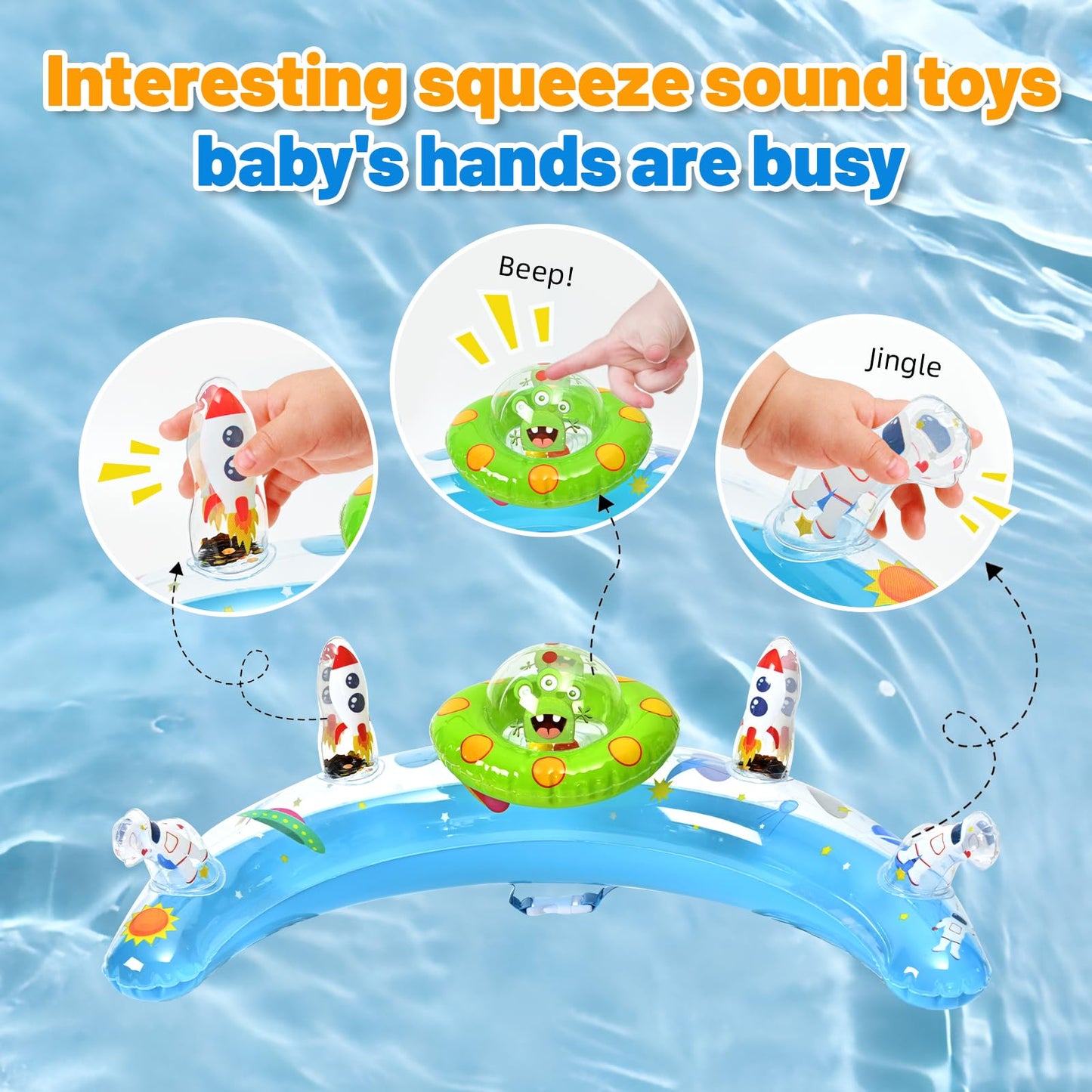 Baby Pool Float with Canopy, Inflatable Baby Swim Float with UPF50+ Sun Protection, Infant Pool Float with Toy Play Console,Safety Handles & Leashes,Adjustable Safety Seat For Toddler Aged 6-36 Months