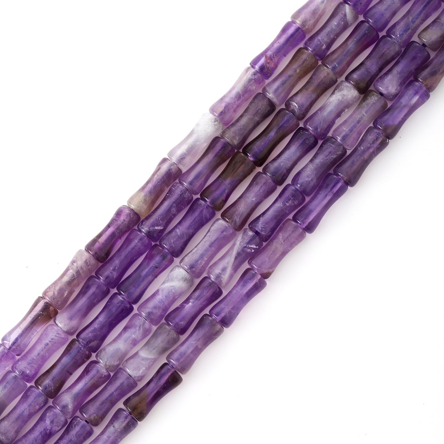 5x12mm Natural Amethyst Stone Bamboo Shape Gem Healing Energy Loose Spacer Beads for DIY Necklace Bracelet Earring