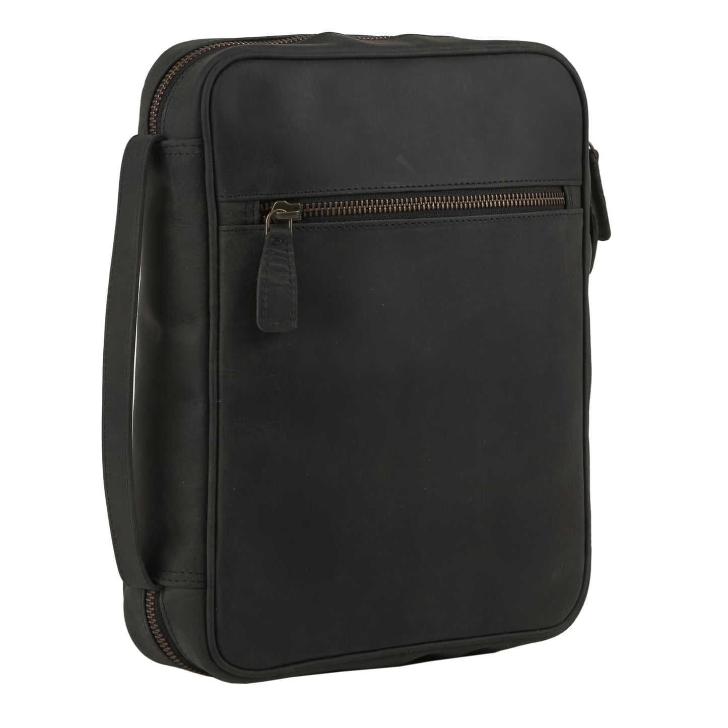 Leather Bible Cover for Men & Women – Zippered Bible Case with Handle, Note & Pen Organizer – Fits Large Study Bible – 11.5x8.5 Inch (Black)