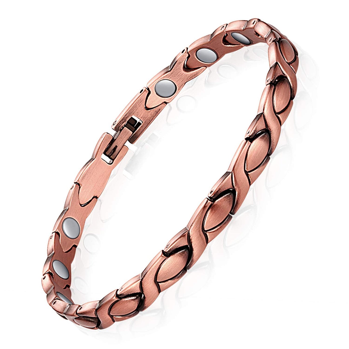 Feraco 99.99% Pure Copper Magnetic Anklets for Women - X Shape, Rose Gold