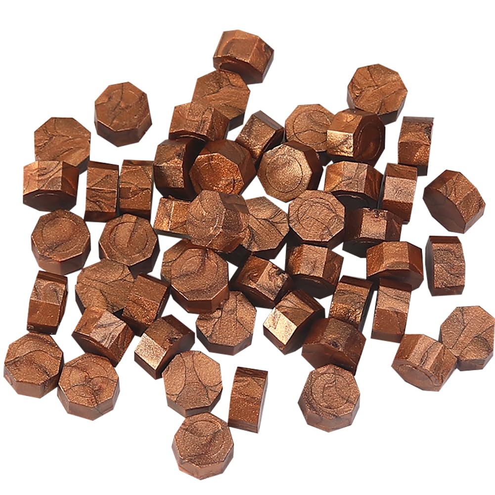 600 Pcs Sealing Wax Beads Wax Seal Stamp Beads Octagon Wax Sealing Beads for Cards Envelopes Invitations Light Brown