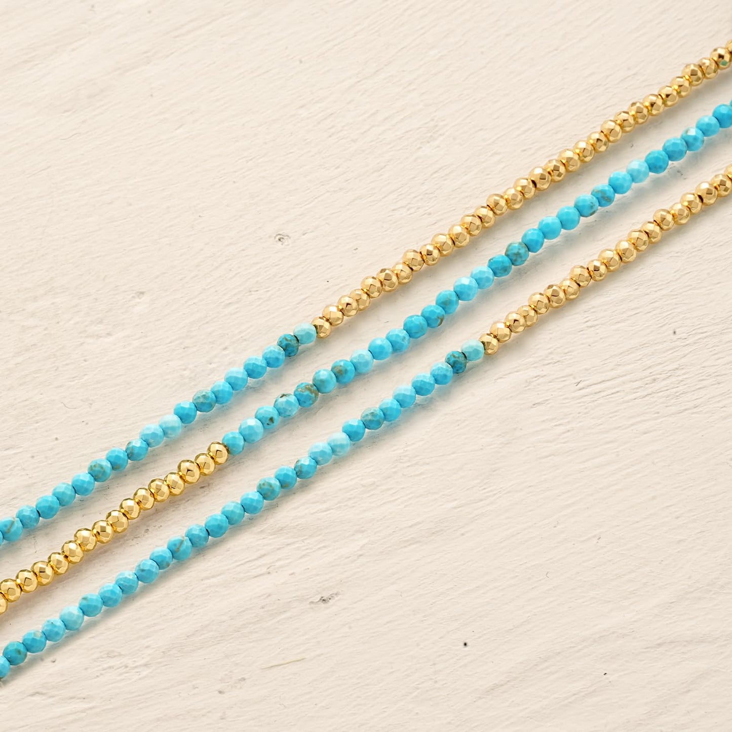 MYEARS Women Beaded Bracelet Gold Double Layer Gemstone Turquoise 14K Simple Dainty Handmade Chain Everyday Boho Beach Jewelry