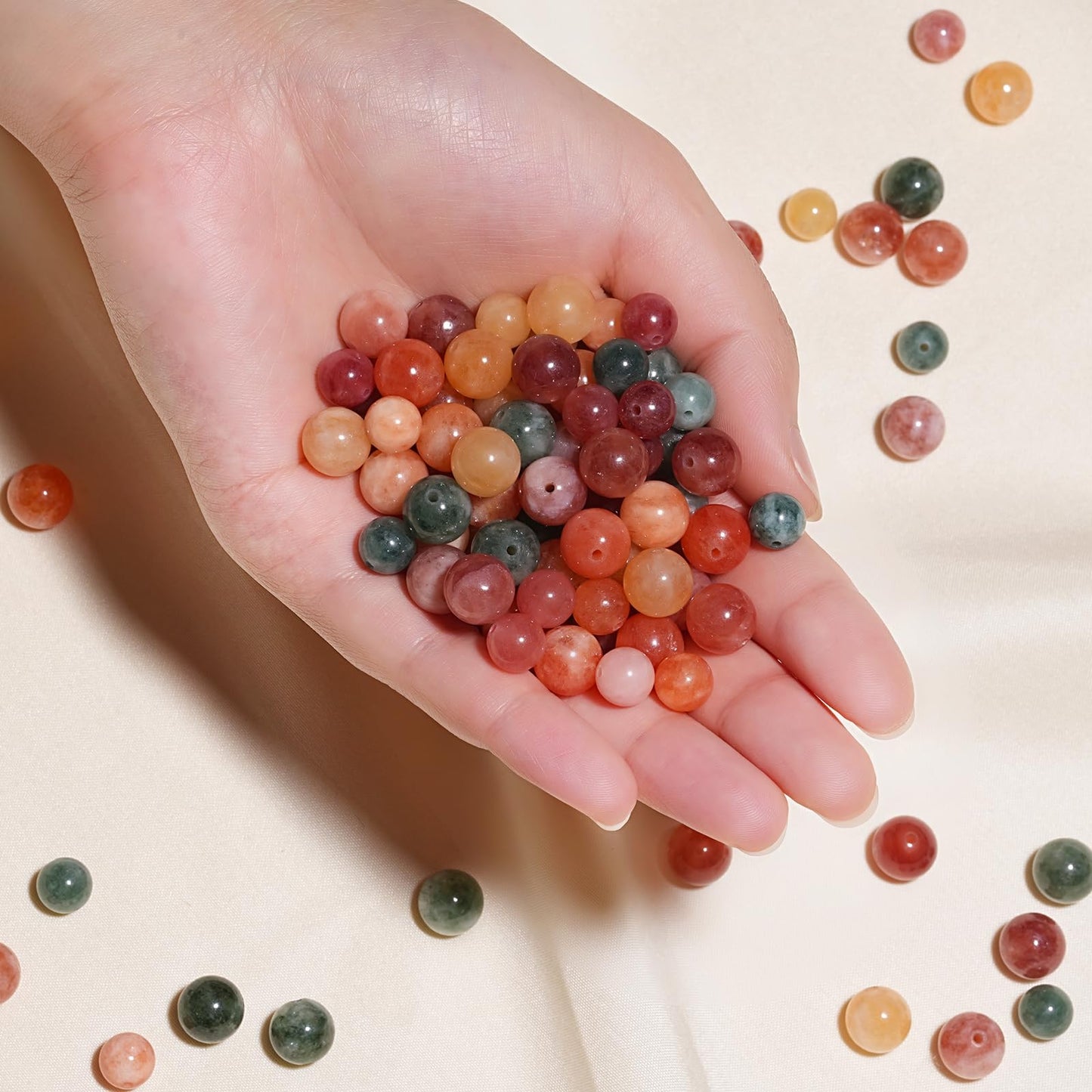 8mm Natural Colorful Rabbit Hair Crystal Gemstone Beads Polished Round Smooth Stone Beads for Bracelets Jewelry Making 15inch Loose Beads