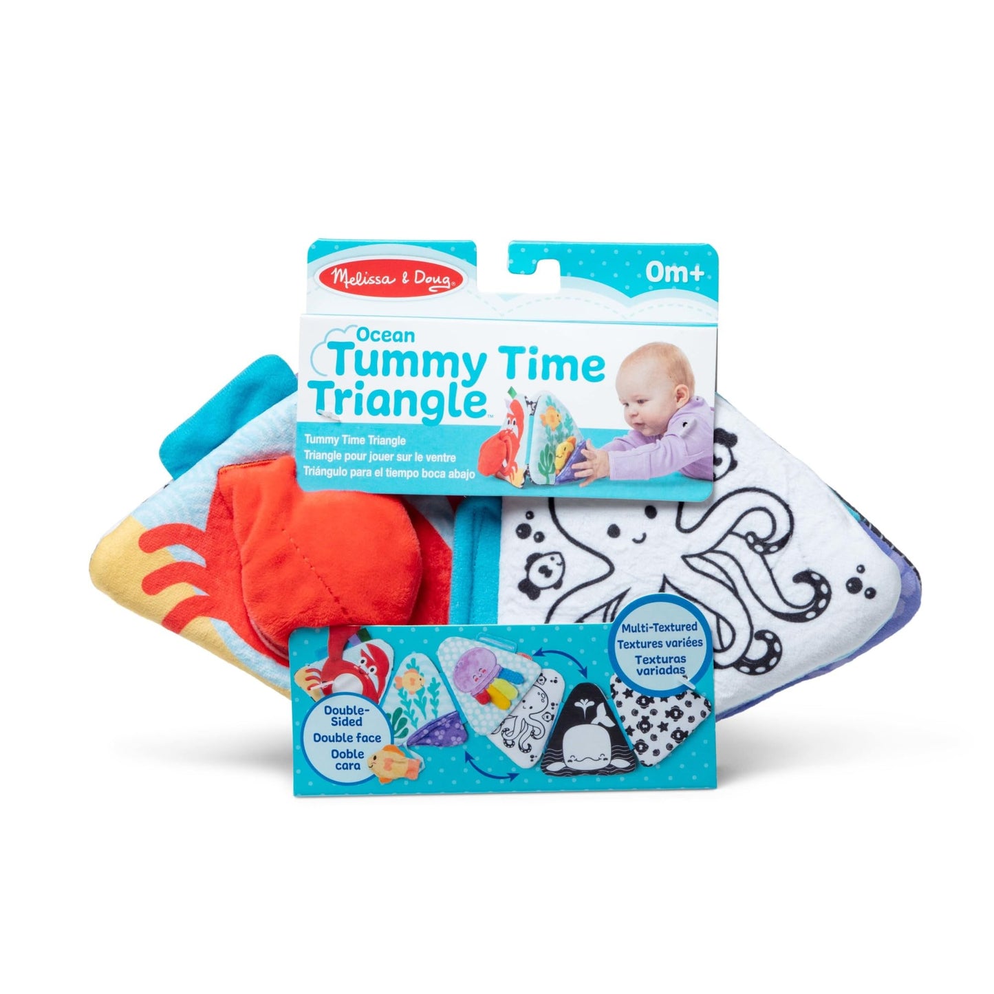 Melissa & Doug Ocean Tummy Time Triangle Infant Baby Toy, Soft Sensory Toy with Textures, Mirror, for Newborns to Ages 6 Months