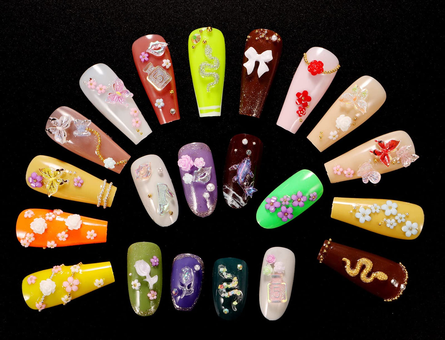 TAMHOO Pack of 250pcs Cute & Sweet 3D Nail Charms for Acrylic Nails, Perfect for Nail Art Decorations & DIY Accessories(Style H)