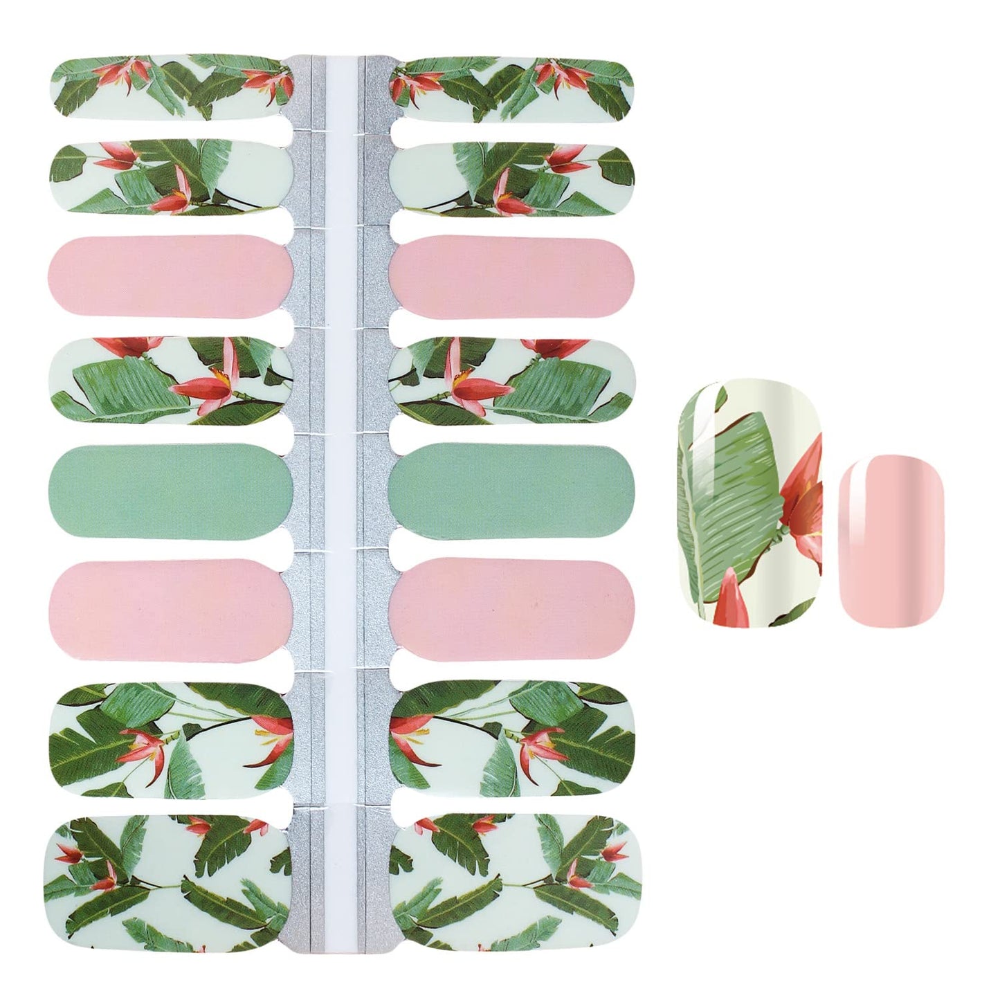 Nail Wraps for Women, DANNEASY 5 Sheets Leaf Nail Polish Strips Self Adhesive Sticker Nail Polish Gel Nail Strips Nail Accessories with Nail File, Cuticle Stick