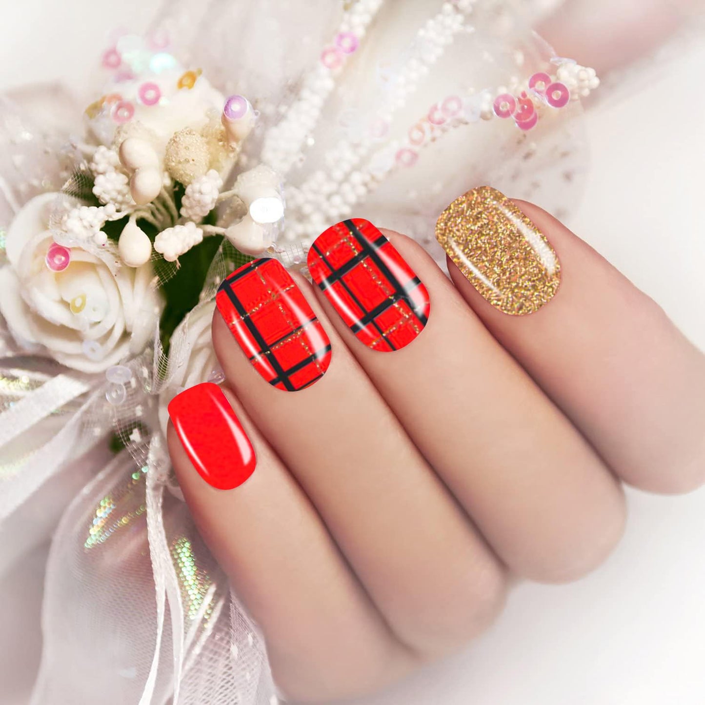 JERCLITY 24 Sheets Nail Polish Strips Wraps with Nail File Self-Adhesive Nail Stickers Gel Nail Strips for Women Girls