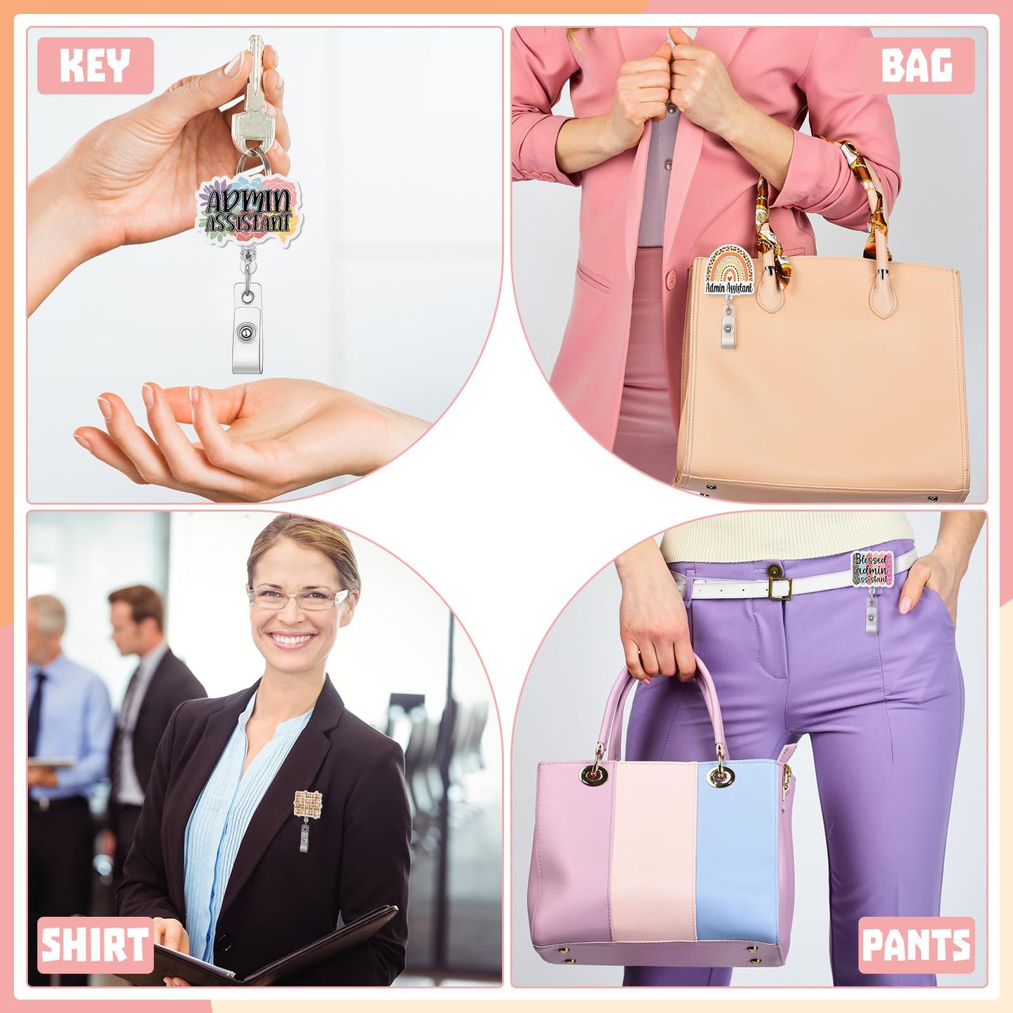 12 Pcs Administrative Professional Day Gifts Administrative Assistant Badge Reel Admin Assistant Appreciation Gift Badge Holder Retractable for Executive Office Manager Secretary Employee Coworker