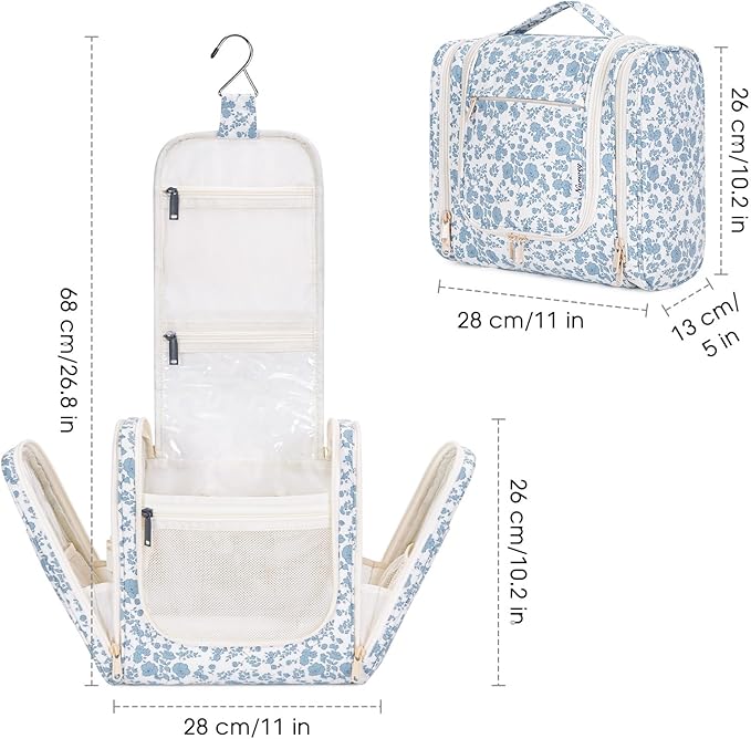 Narwey Hanging Toiletry Bag for Women Travel Makeup Bag Organizer Toiletries Bag for Cosmetics Essentials Accessories