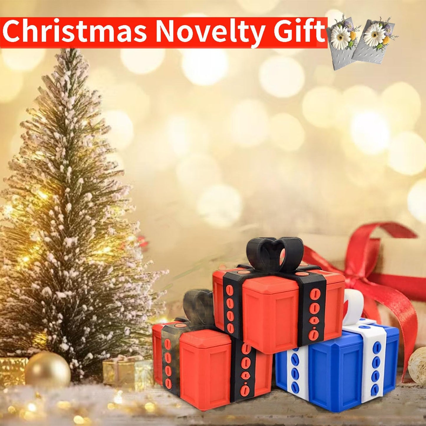 Annoying Gift Box, 3D Printed Gift Box with Screws, Funny Christmas Decoration Box, Novel Magic Box for Friends (Gold and Black)