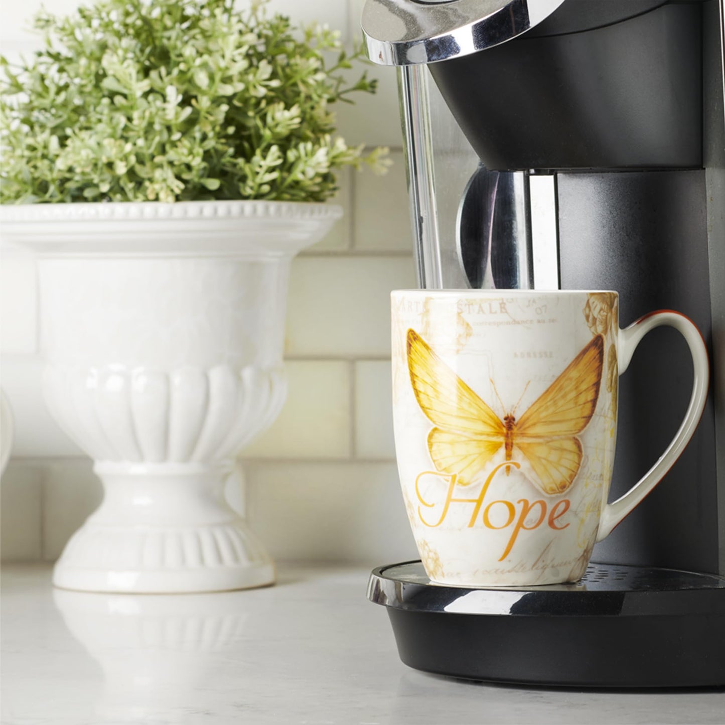 Christian Art Gifts Ceramic Mug Set-Butterflies (Set Of 4)