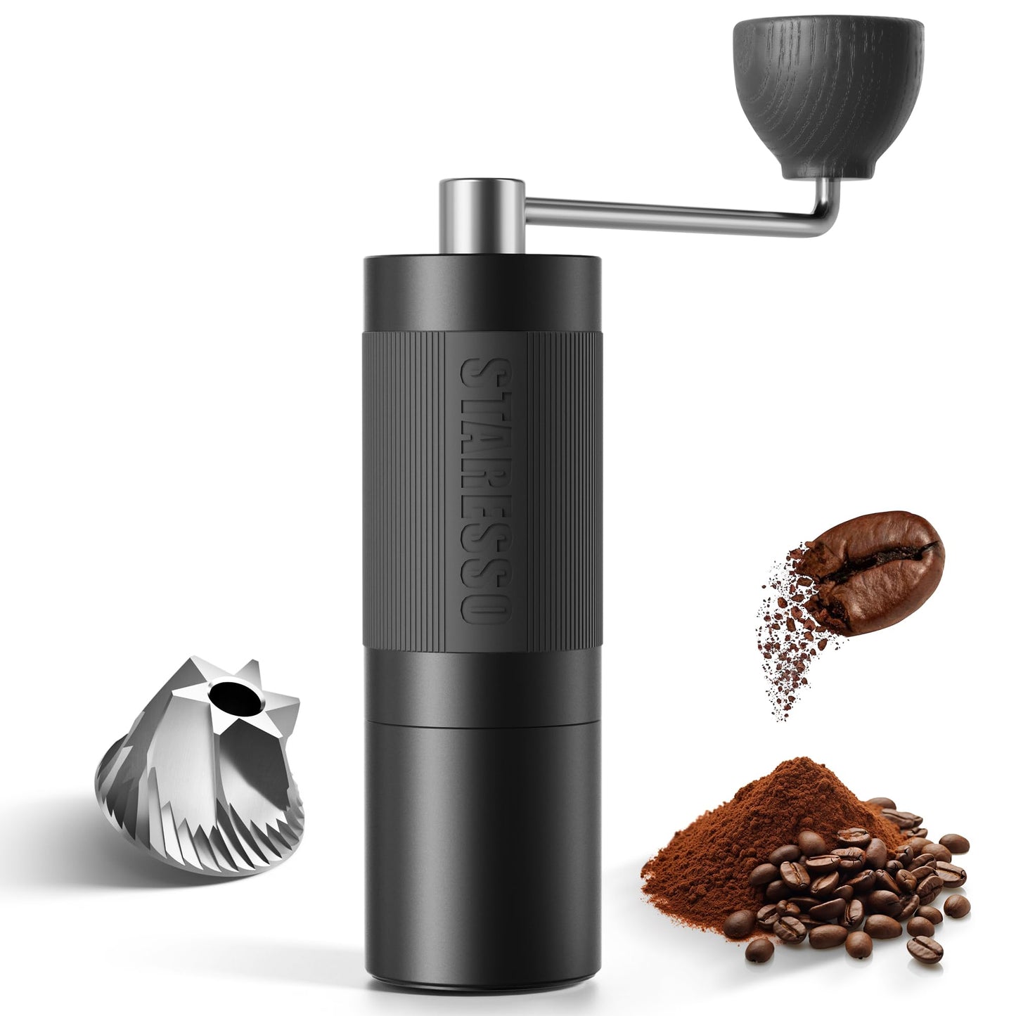 STARESSO D6 PLUS Portable Manual Coffee Grinder with Numerical Adjustable Setting, Stainless Steel Conical Burr for Consistent Grind, Easy to Use for Espresso, French Press, Pour Over, Cold Brew