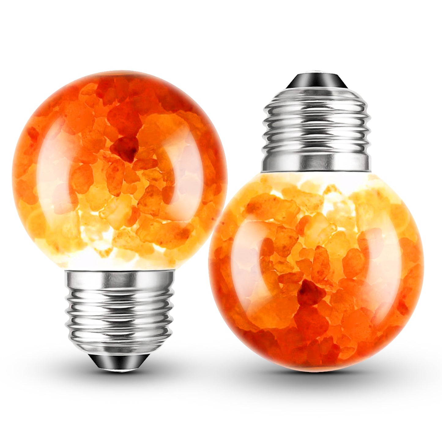 Elmoyle Himalayan Salt Lamp LED Light Bulbs, E26 2200K Warm Amber Pink, 3W Mood Lighting Night Light, E26 G45 Salt Rock Stress Relief Bulbs for Bedroom, Decor, Sleep Light, Non-Dimmable, 2pack