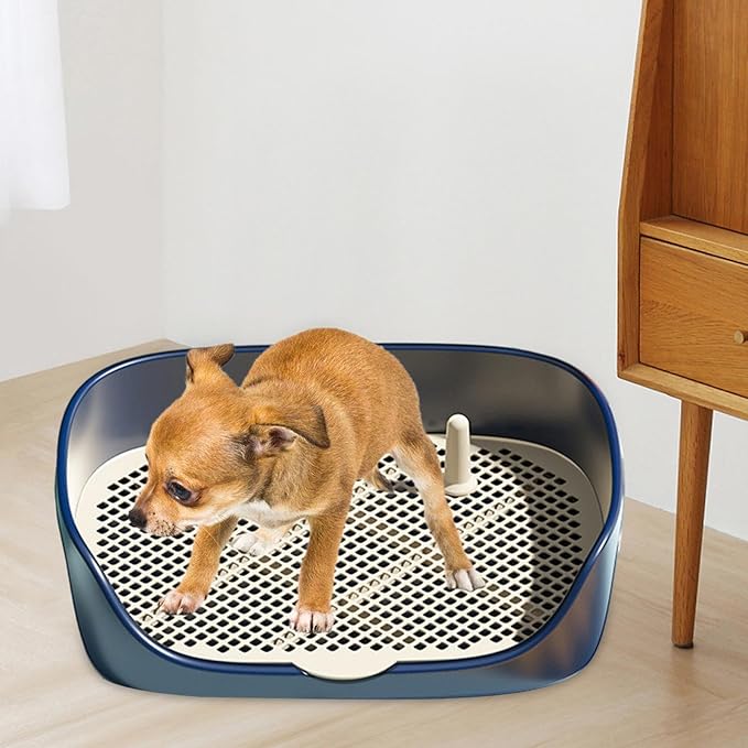 sporful Dog Tray with Wall for Cats and Dogs, Elevated Pet Feeding Station, Wall-Mounted Pet Bowl Tray with Barrier, Multi-Level Pet Food Dispenser for Clean Feeding- Blue L