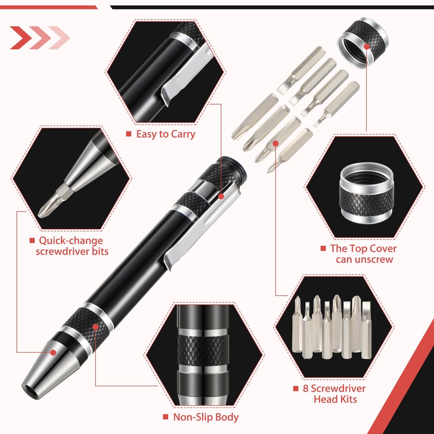Mudder Pen Screwdriver Gifts Multitool Handy Tool 8 in 1 Magnetic Pocket Screwdriver Precision Function for Mini Gadgets(12 Pieces)