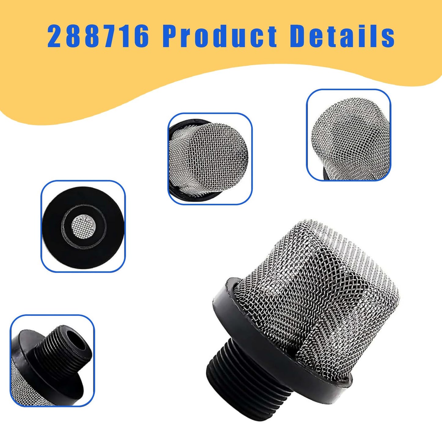 1pcs 288716 3/4-Inch Inlet Strainer & 3pcs 288749 60-Mesh Spray Gun Filters & 1pcs Sprayer Joint 1/4-Inch 360 Degrees Rotate Stainless Connector Fits Graco Paint Sprayers Gun（1+3+1PK ）
