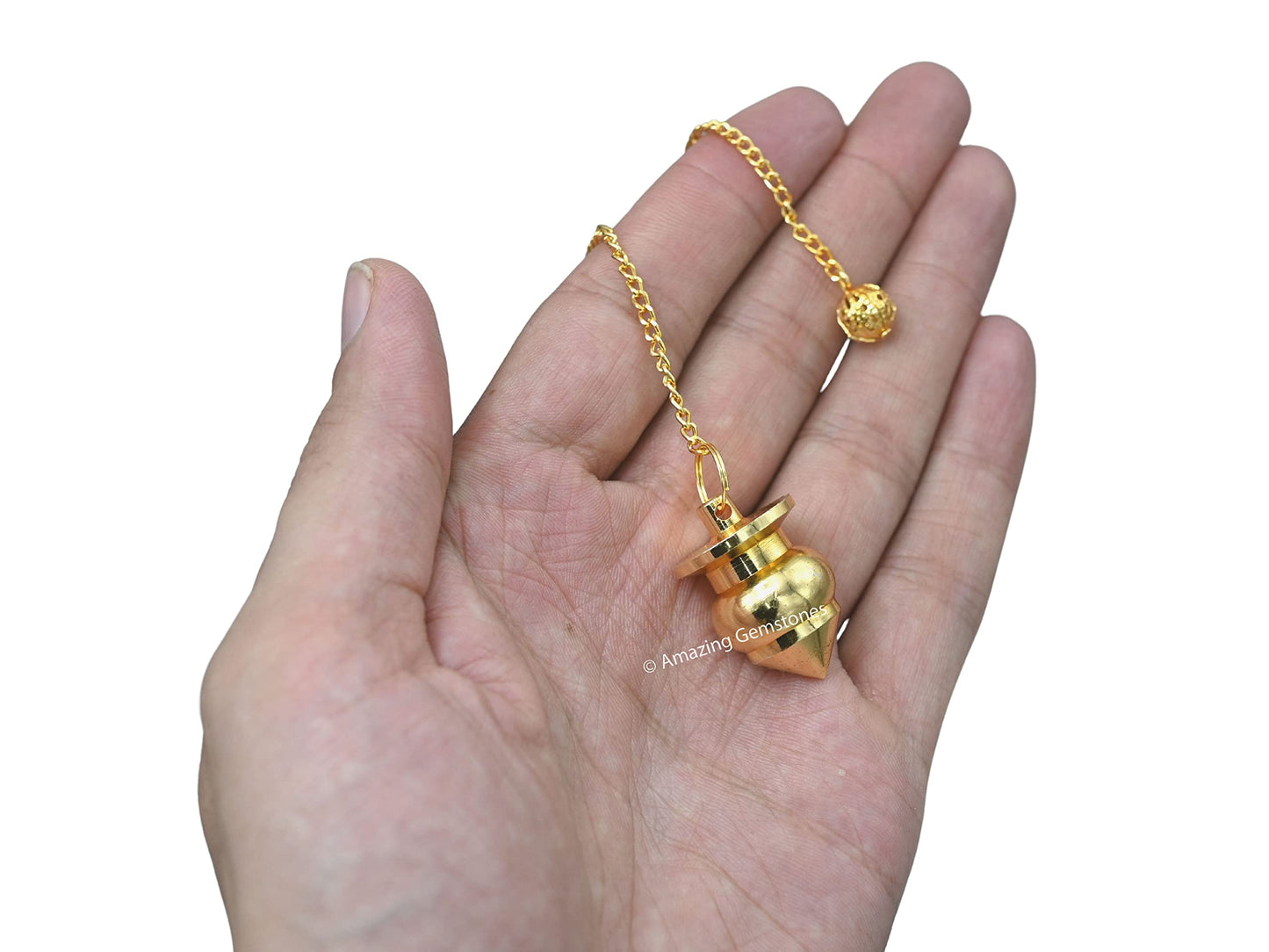 Amazing Gemstone Healing Metal Pendulums for Divination, Gold Pot with Disc Steel Copper Pendulum High Energy Pendulo de Bronce Pendulos de Mesa MP80