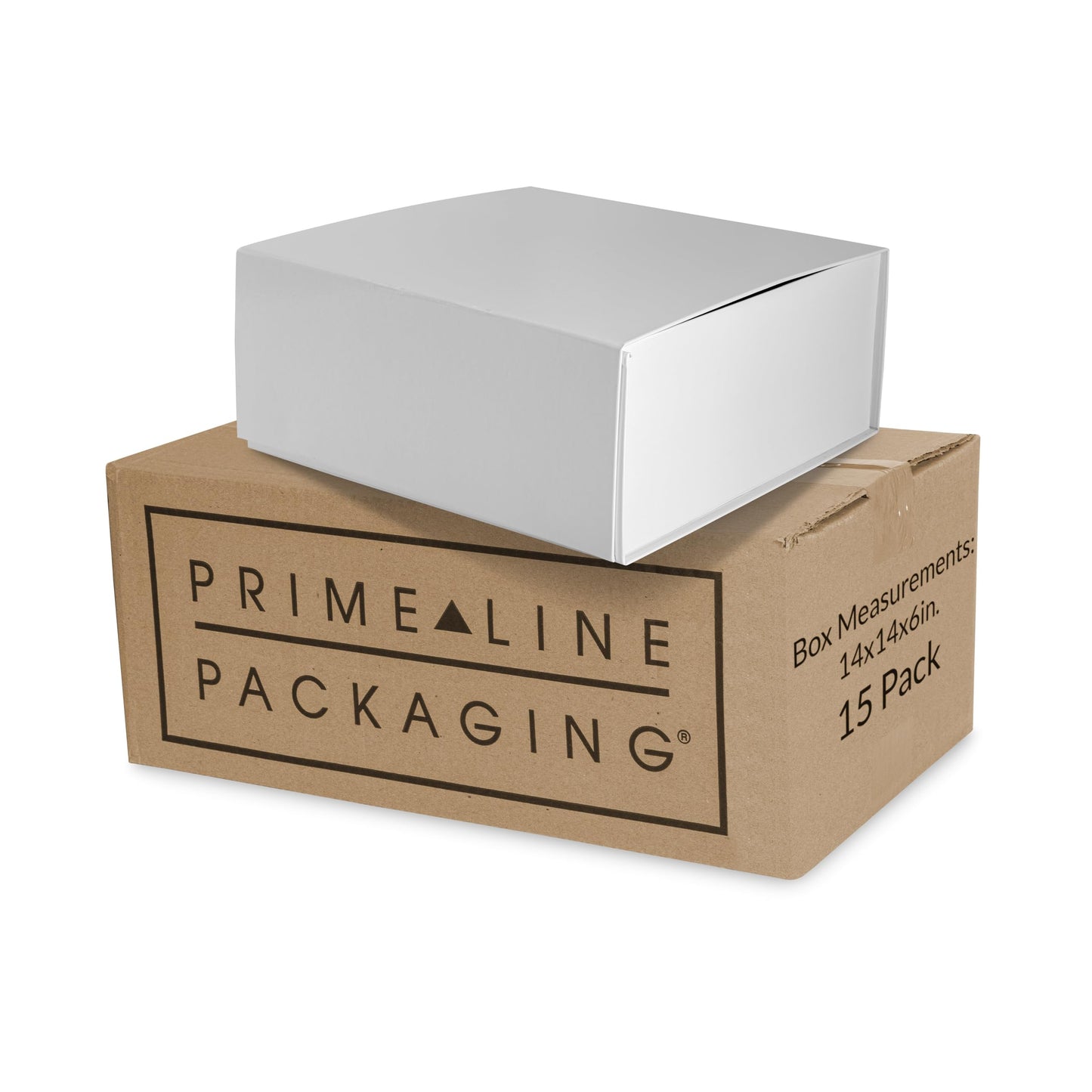 Prime Line Packaging Gift Boxes with Lids, Extra Large White Magnetic Gift Boxes for Presents, Gift Wrapping for Weddings, Storage, Small Business, Bulk, 14x14x6, 15 Pack