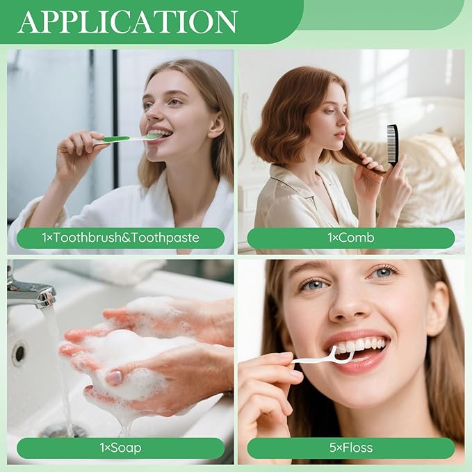 30 Set Personal Care Travel Toiletries Sets Bulk,7-in-1 Disposable Toothbrushes with Toothpaste and Floss,Comb,Soap,Cover,Zip Bag Toiletry Travel Toothbrush Kit for Homeless,Hotel,Charity