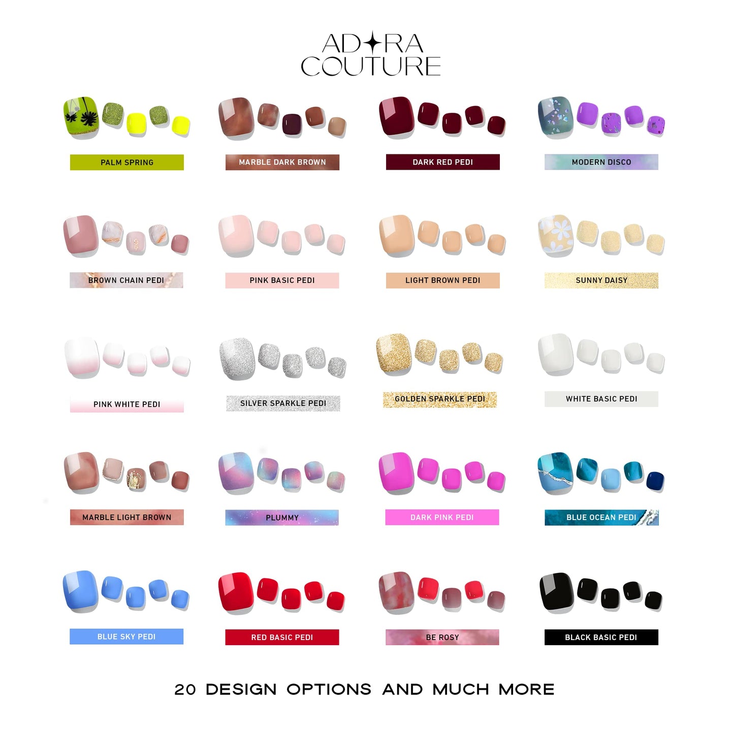 Semi Cured Gel Nail Strips – 32 Pcs Gel Pedicure Stickers - UV Nail Wraps for Toenails, Easy Application, Long Lasting, Salon Quality & UV Light Required - Be Rosy P