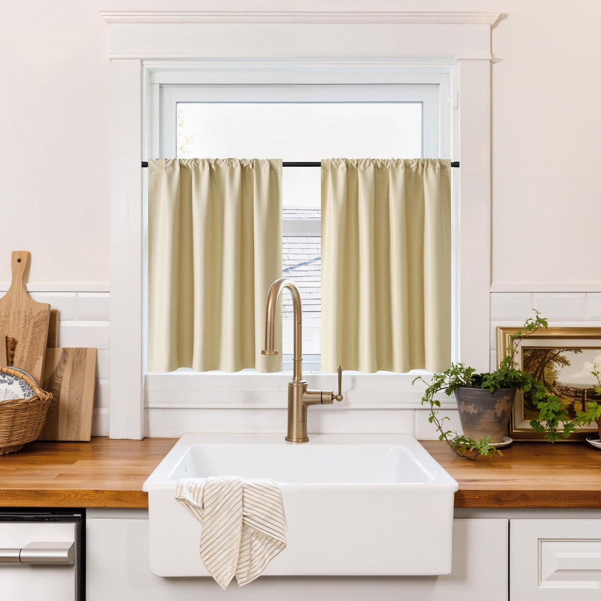 100% Blackout Bathroom Curtains Over Sink 24 inches Long (2 Count)
