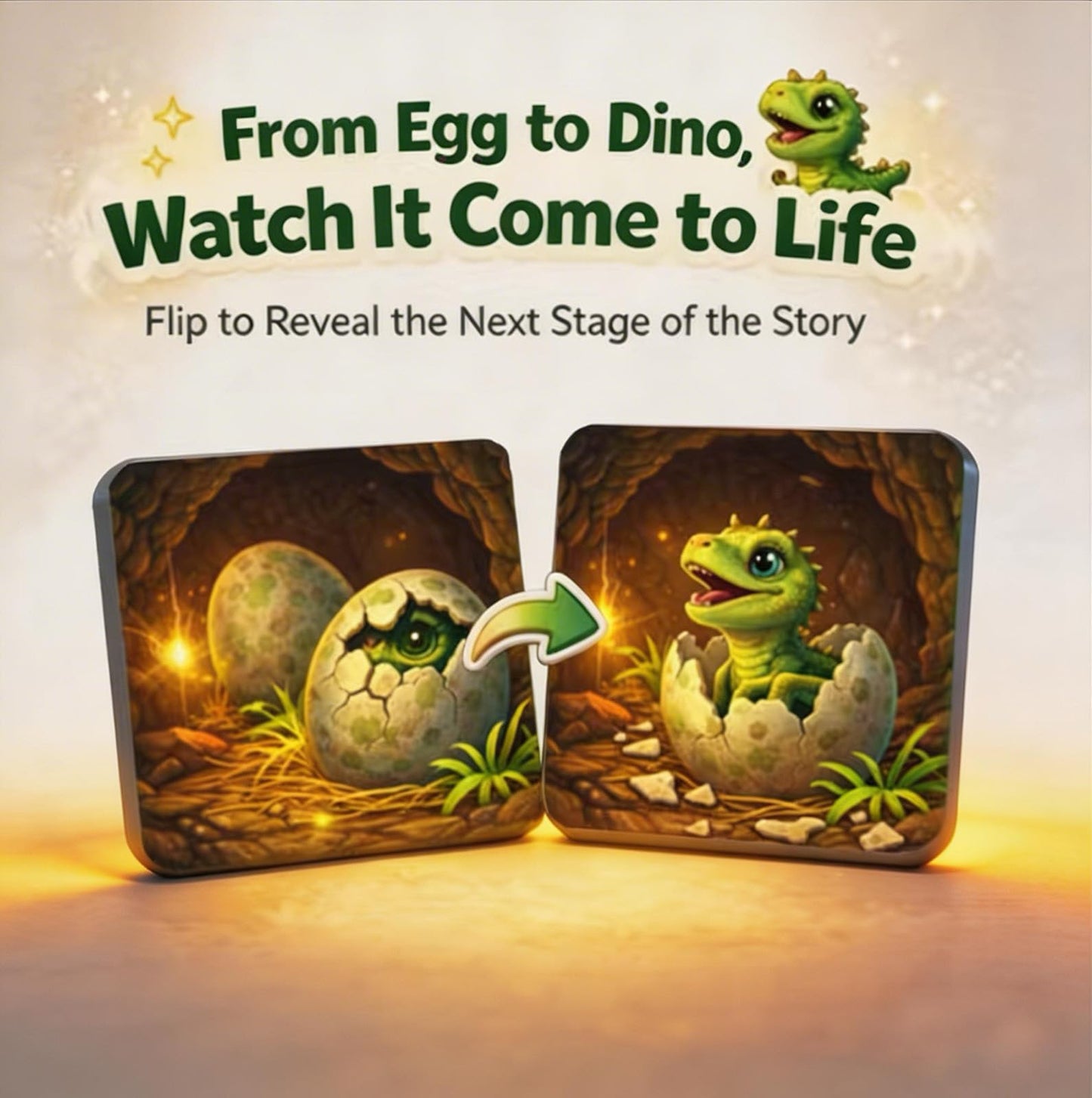 LATI Magnetic Tiles Dinosaur Building Set, Dino World Magnet Blocks with Double-Sided Egg Hatch Story, STEM Construction Toy for Kids Ages 3+, Educational Gift for Boys & Girls