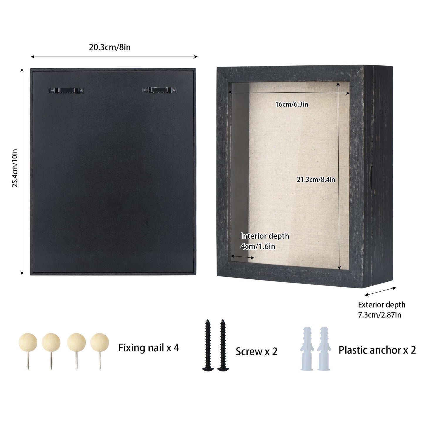 Love-KANKEI Shadow Box Frame 8x10 Shadow Box Display Case with Linen Back Memorabilia Awards Medals Photos Memory Box Gift Rustic Black