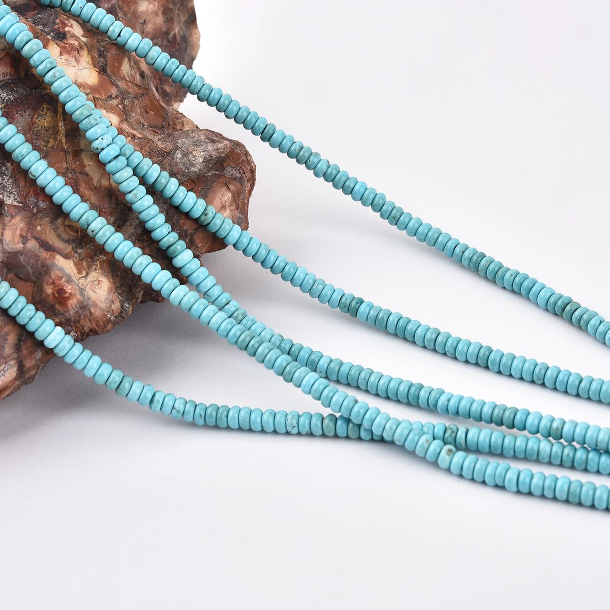 150pcs 4x2mm Natural Turquoise Disk Rondelle Spacer Semi Precious Gemstone Loose Stone Beads for Jewelry Making 15 Inch