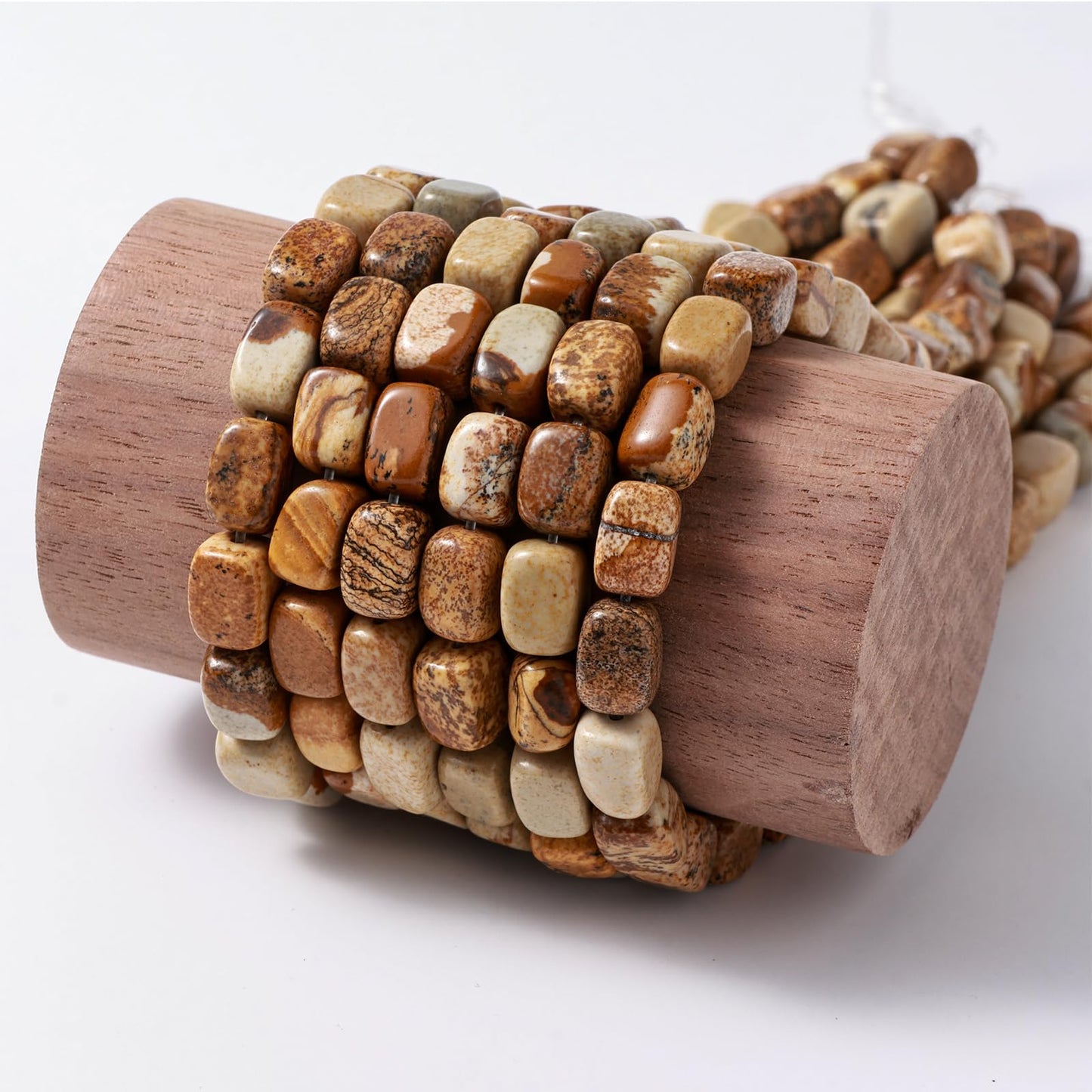 Natural Large Brown Picture Jasper Cube Stone Beads 8x11mm 38cm/str Loose Semi Gemstone Stone Square Beads for Making Bracelets Necklace