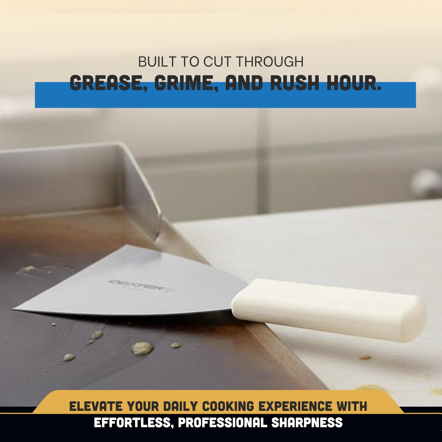 Dexter-Russell Basics 4” Stiff Scraper – P94850, Heavy-Duty Stainless Steel Blade with Ergonomic Polypropylene Handle, 8.5” Overall Length, NSF Certified, Made in USA