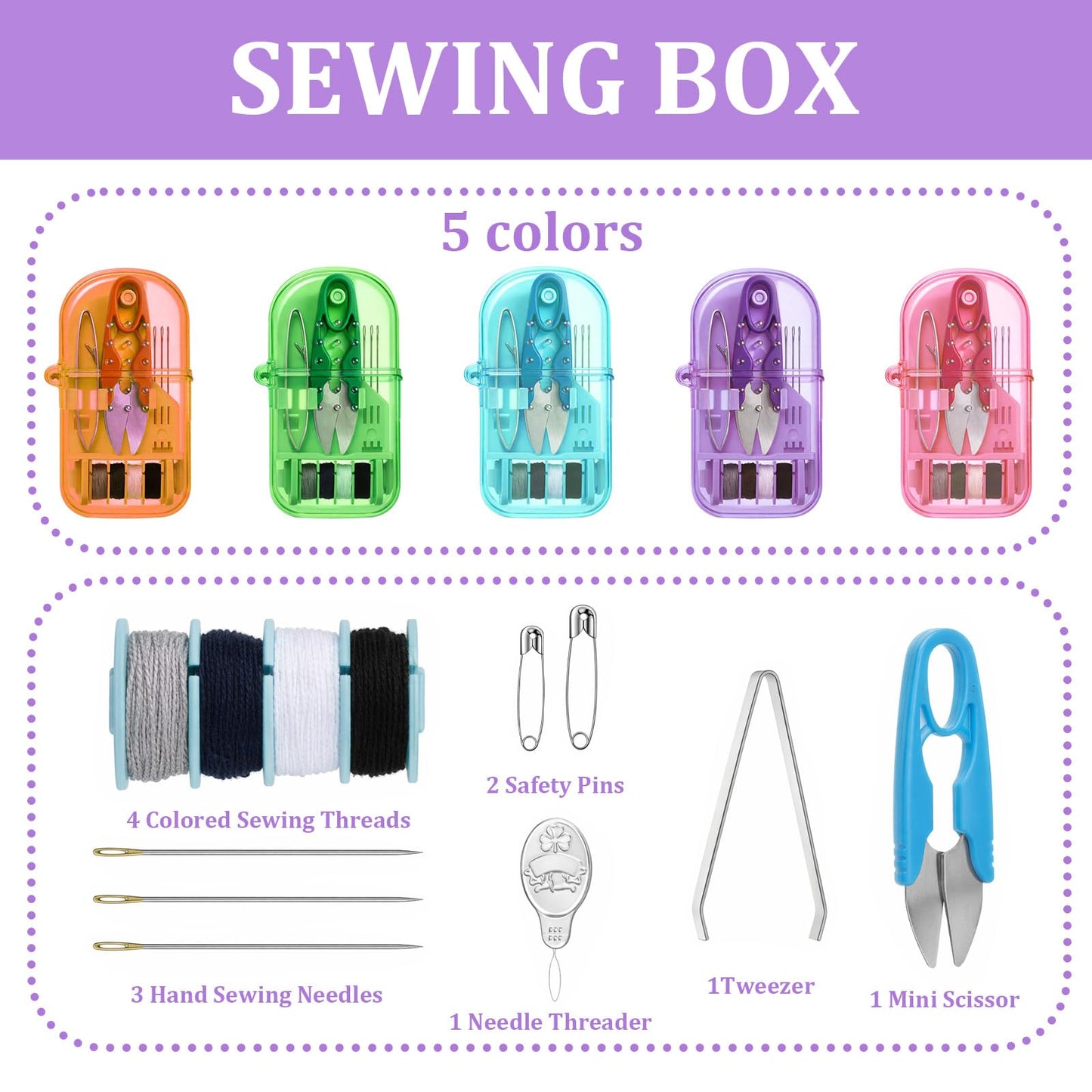 20 Pieces Mini Travel Sewing Kit, Small Emergency Sewing Kit Bulk, Portable Travel Sewings Box Kits, Emergency Repair Tool with Needle Thread Scissors for Beginner Traveler Homeless Home (Multicolor)