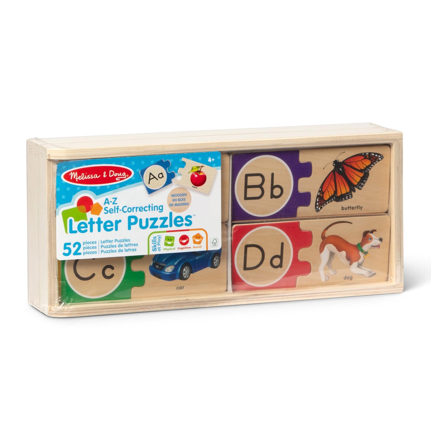 Melissa & Doug Self-Correcting Alphabet Wooden Puzzles with Storage Box (52 pcs) ABC Puzzles, Wooden Alphabet Puzzle for Kids Ages 4+